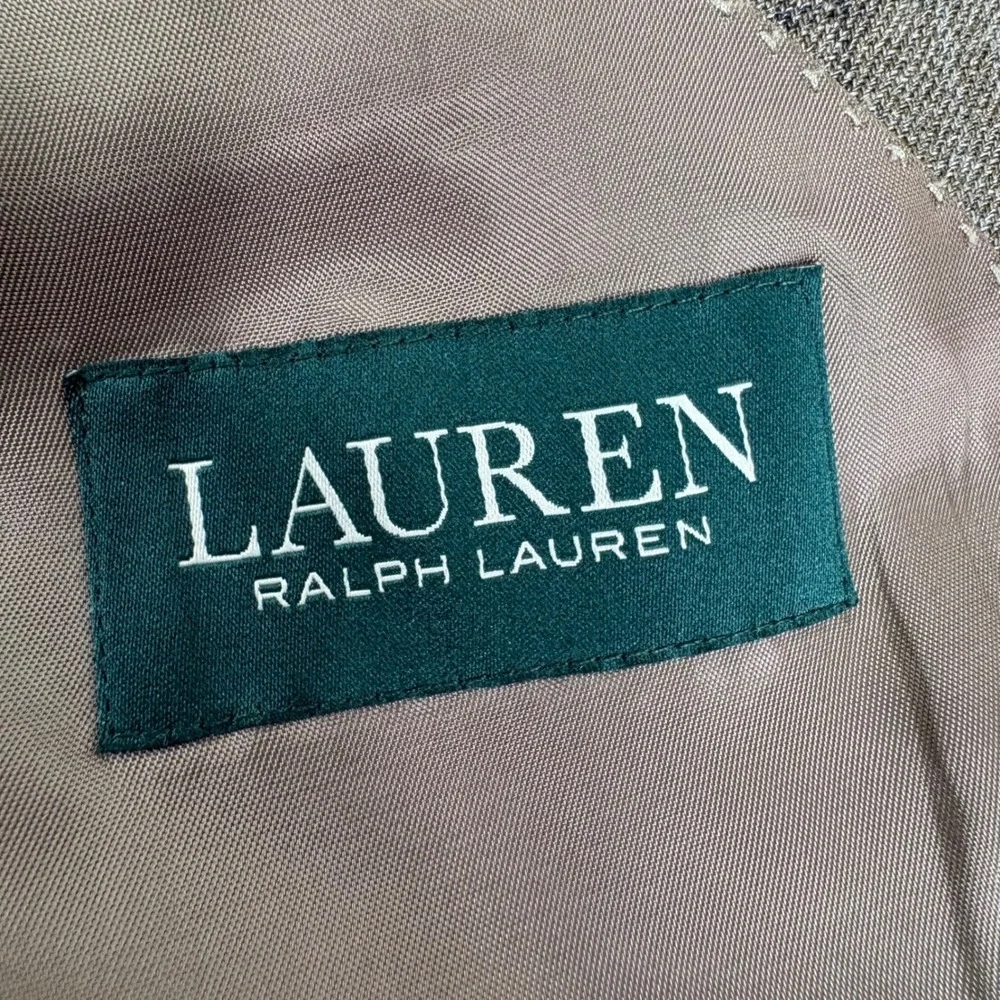 LAUREN Ralph Lauren Men's 42R Beige‎ Plaid Silk Wool Blazer Sport Coat Jacket